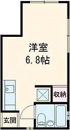 安本ビル 3階ワンルームの間取り