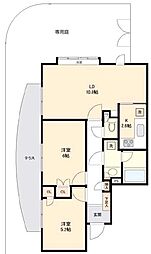 ムサシノコート早稲田 1階2LDKの間取り