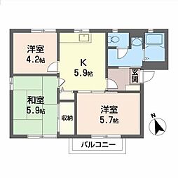 JR東北本線 二本松駅 徒歩25分の賃貸アパート 2階3Kの間取り