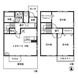 ロイヤルガーデン大野　Ｄ 1階3LDKの間取り