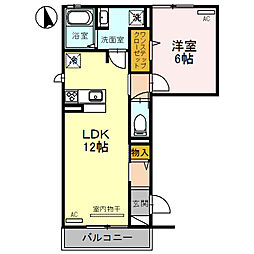コーポ大安寺III 3階1LDKの間取り