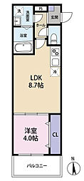 京都地下鉄東西線 東野駅 徒歩12分の賃貸アパート 1階1LDKの間取り
