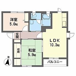 メゾンランティ 2階2LDKの間取り