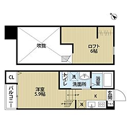 Cieloverde II(シエロ・ヴェルデツー） 1階1Kの間取り