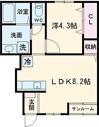 リーシング小俣II　Ｂ 1階1LDKの間取り