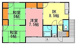 宮脇アパート 2階3DKの間取り