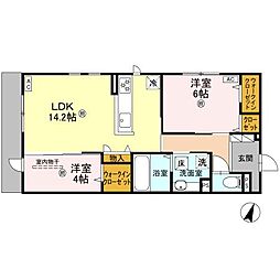 D’Sophia（ディーソフィア） 3階2LDKの間取り