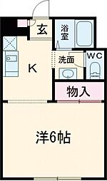 ジュネス名谷 2階ワンルームの間取り