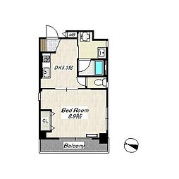 グリーンスクエアみその 2階1DKの間取り