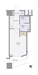 ファーストリアルタワー新宿 19階1Kの間取り