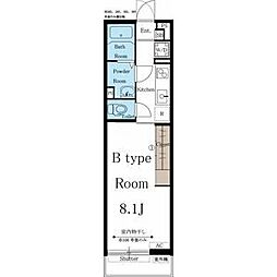 リブリ・Garden Quartz 1階1Kの間取り