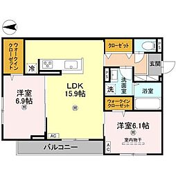 Daiya Soie（ダイヤ ソワ） 3階2LDKの間取り