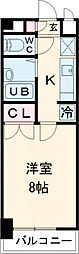 ル・ヴァン春日 2階1Kの間取り