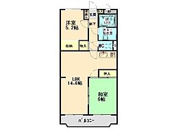 サニーサイドテラス 1階2LDKの間取り