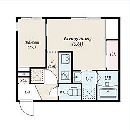 厚別中央4-4MS(仮) 1階1DKの間取り