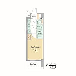 プレデコート西京極 1階1Kの間取り