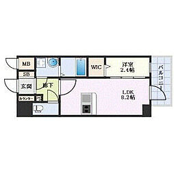 エスリード金山ル・グラン 14階1LDKの間取り
