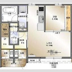 JR両毛線 駒形駅 徒歩25分の賃貸アパート 1階1LDKの間取り