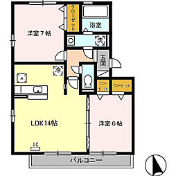 パルテール 2階2LDKの間取り