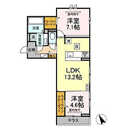 メゾン・ロワール 101 1階2LDKの間取り