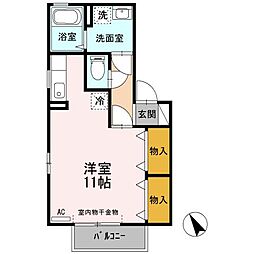 ニーナ　A棟 2階ワンルームの間取り