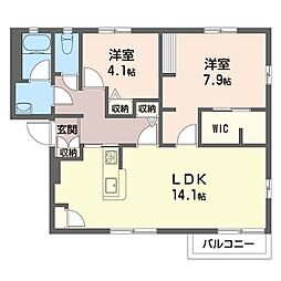東武小泉線 西小泉駅 3.2kmの賃貸アパート 1階2LDKの間取り