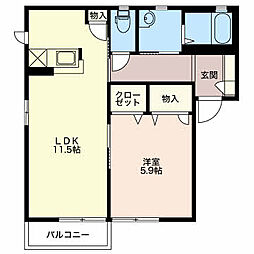 ディアス　シャイン Ａ 1階1LDKの間取り