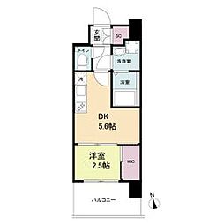 セレニテ福島プリエ 2階1DKの間取り