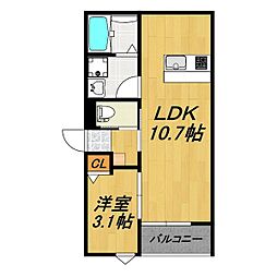 LECOCON四日市IX 102 1階1LDKの間取り