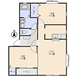 JR両毛線 新前橋駅 徒歩30分の賃貸アパート 1階2LDKの間取り