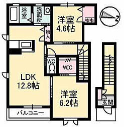 パルタージュ　Ｂ棟 2階2LDKの間取り