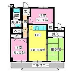 サンスーシー桜台 6階3LDKの間取り