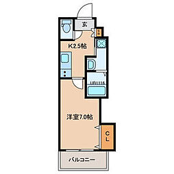A-MENT385 2階1Kの間取り