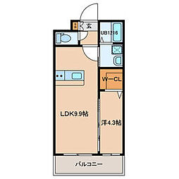 A-MENT385 1階1LDKの間取り