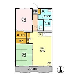 エディフィスＫＴ 202 2階2LDKの間取り