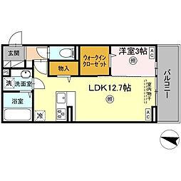 ソラーナI 3階1LDKの間取り