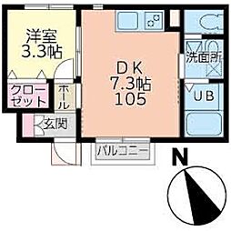 エスペランサI 1階1DKの間取り
