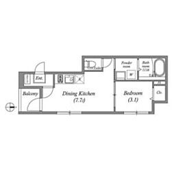 EMBELLIR COCO 2階1DKの間取り