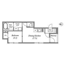 EMBELLIR COCO 3階1DKの間取り