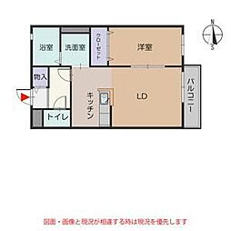 カーサ本宮新町 1階1LDKの間取り