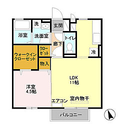 メゾン・ド・ポミエ 2階1LDKの間取り