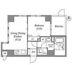 MSR京都二条城 1階1LDKの間取り