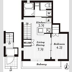 ルミナス桜台 2階1LDKの間取り