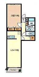 メモアール・ジャルダン 1階1LDKの間取り