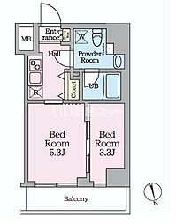 ＨＹ’ｓ　桜橋　ＭＩＲＡＩＳ 4階2Kの間取り