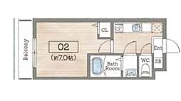 AILE岡場III 3階1Kの間取り