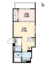 アーバンレジデンス NII 1階1LDKの間取り