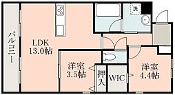 JR豊肥本線 肥後大津駅 徒歩24分の賃貸マンション 1階2LDKの間取り