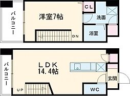 熊本市電A系統 神水交差点駅 徒歩11分の賃貸マンション 10階1LDKの間取り