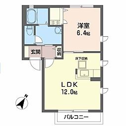 仙台市営南北線 長町南駅 バス6分 鹿野小学校前下車 徒歩1分の賃貸アパート 1階1LDKの間取り
